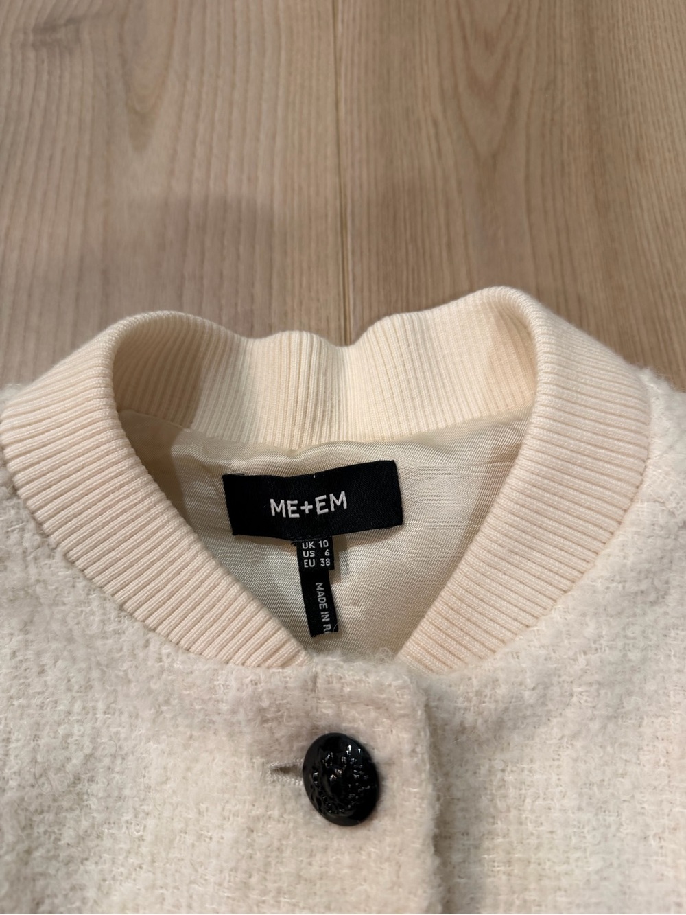 ME+EM Cream Wool Short Pea Coat with Black Buttons - Picture 6 of 9